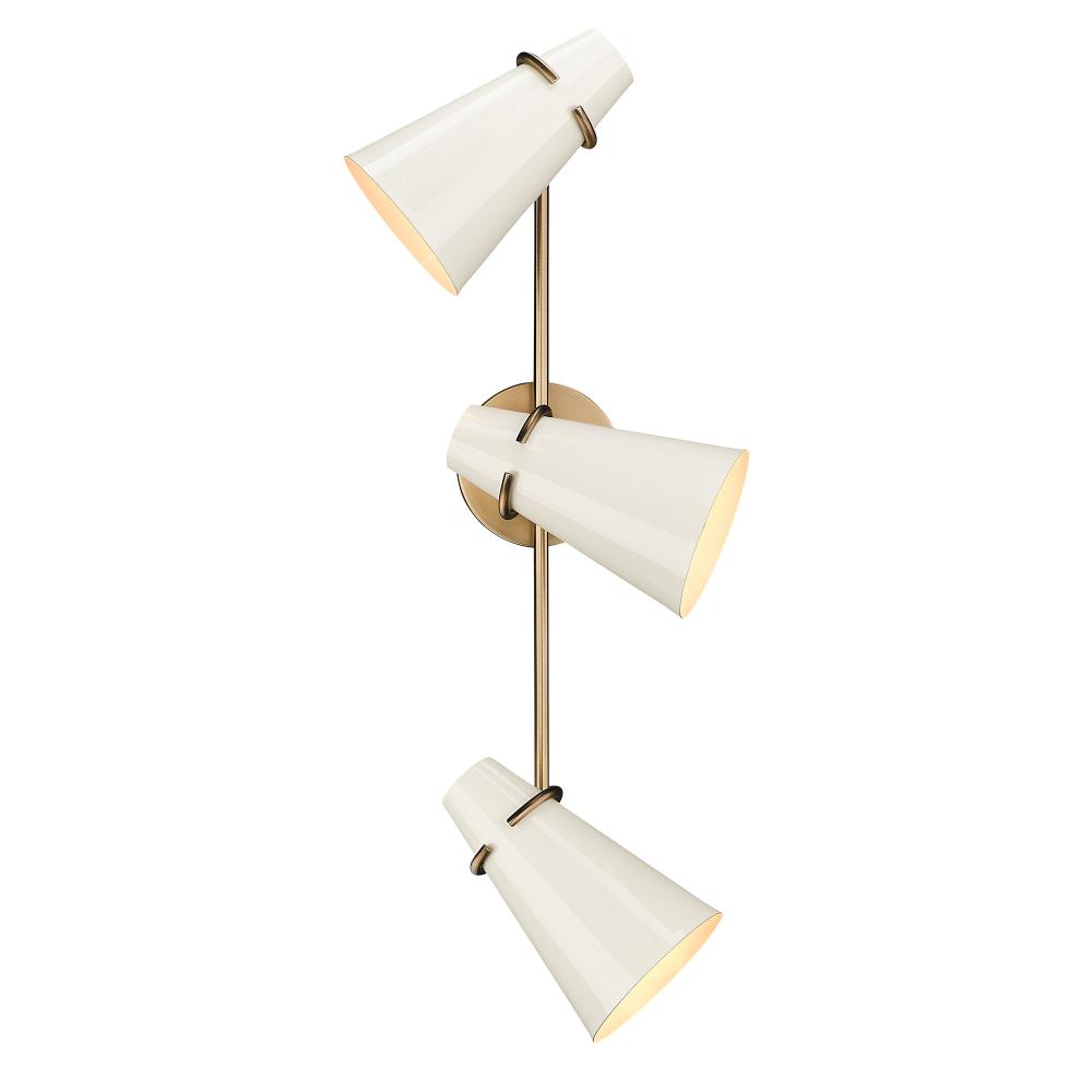 Golden Lighting Reeva 3-light Vanity in Modern Brass and Glossy Ecru shade